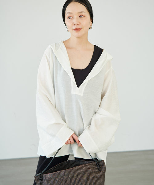 plage(プラージュ)の「Sheer Hoodie ブラウス(シャツ/ブラウス・レディース・ホワイト・FREE)」の6枚目の写真