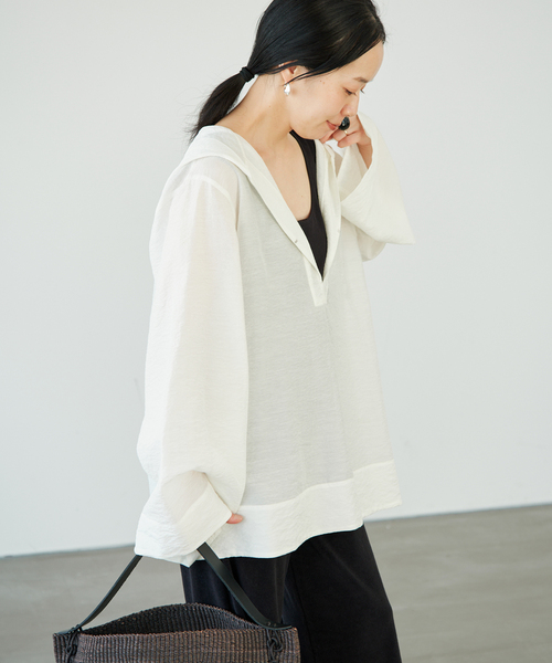 plage(プラージュ)の「Sheer Hoodie ブラウス(シャツ/ブラウス・レディース・ホワイト・FREE)」の7枚目の写真