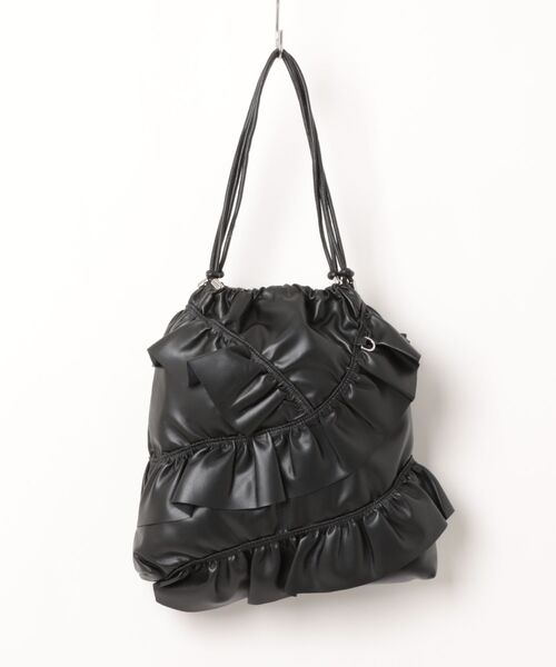 cache cache(カシュ カシュ)の「カシュカシュ cachecache / アシンメトリーフリルドロストショルダーバッグ(ショルダーバッグ・レディース・ブラック/グレー・FREE)」の1枚目の写真