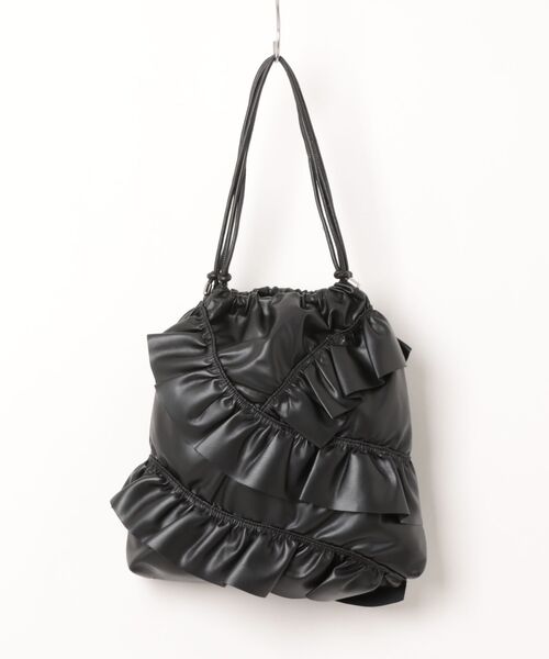 cache cache(カシュ カシュ)の「カシュカシュ cachecache / アシンメトリーフリルドロストショルダーバッグ(ショルダーバッグ・レディース・ブラック/グレー・FREE)」の3枚目の写真