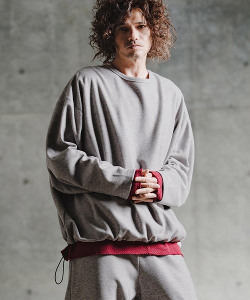 GLIMCLAP（グリムクラップ）の「mlt5756-Knit-Like Oversized Jersey Top ニットソーロンT(211-008-gla-cg)（Tシャツ/カットソー・メンズ・キャメル/ミックスグレー/ブラック/パープル・M/S/L）」の3枚目の写真