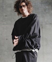 mlt5756-Knit-Like Oversized Jersey Top ニットソーロンT(211-008-gla-cg)