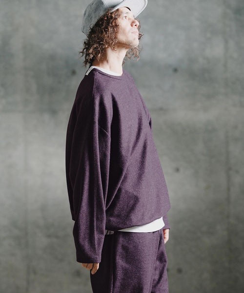 GLIMCLAP（グリムクラップ）の「mlt5756-Knit-Like Oversized Jersey Top ニットソーロンT(211-008-gla-cg)（Tシャツ/カットソー・メンズ・キャメル/ミックスグレー/ブラック/パープル・M/S/L）」の7枚目の写真