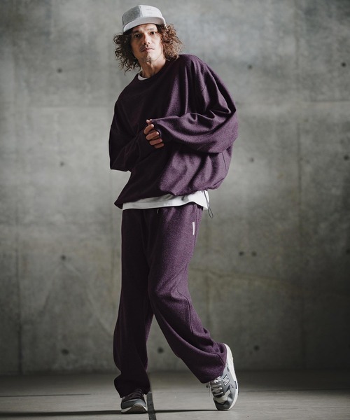 GLIMCLAP（グリムクラップ）の「mlt5756-Knit-Like Oversized Jersey Top ニットソーロンT(211-008-gla-cg)（Tシャツ/カットソー・メンズ・キャメル/ミックスグレー/ブラック/パープル・M/S/L）」の8枚目の写真