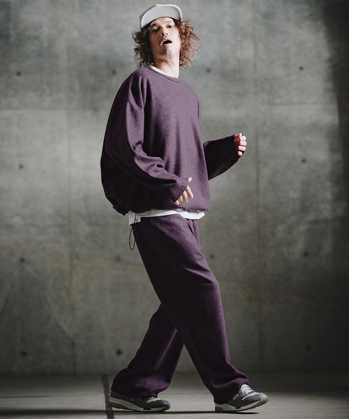 GLIMCLAP（グリムクラップ）の「mlt5756-Knit-Like Oversized Jersey Top ニットソーロンT(211-008-gla-cg)（Tシャツ/カットソー・メンズ・キャメル/ミックスグレー/ブラック/パープル・M/S/L）」の9枚目の写真