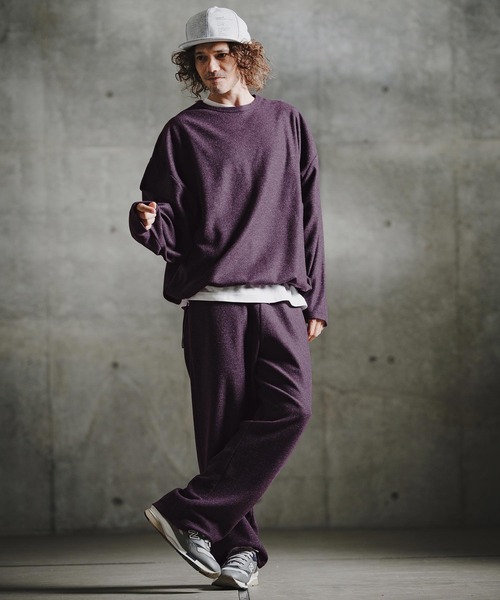GLIMCLAP（グリムクラップ）の「mlt5756-Knit-Like Oversized Jersey Top ニットソーロンT(211-008-gla-cg)（Tシャツ/カットソー・メンズ・キャメル/ミックスグレー/ブラック/パープル・M/S/L）」の10枚目の写真