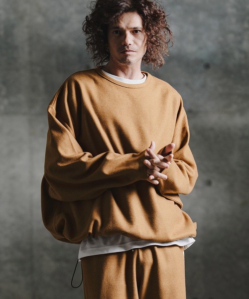 GLIMCLAP（グリムクラップ）の「mlt5756-Knit-Like Oversized Jersey Top ニットソーロンT(211-008-gla-cg)（Tシャツ/カットソー・メンズ・キャメル/ミックスグレー/ブラック/パープル・M/S/L）」の11枚目の写真