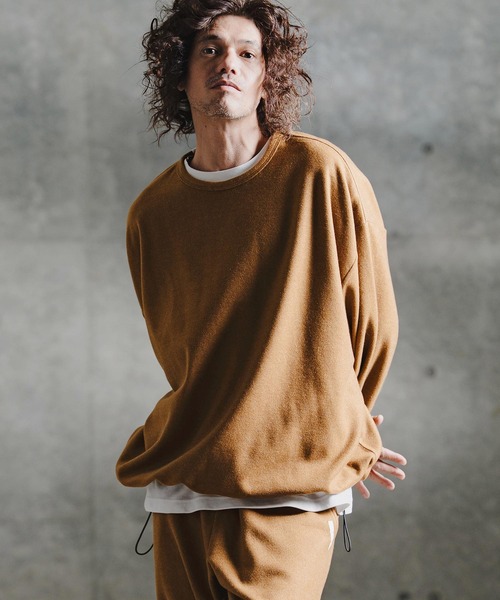 GLIMCLAP（グリムクラップ）の「mlt5756-Knit-Like Oversized Jersey Top ニットソーロンT(211-008-gla-cg)（Tシャツ/カットソー・メンズ・キャメル/ミックスグレー/ブラック/パープル・M/S/L）」の13枚目の写真