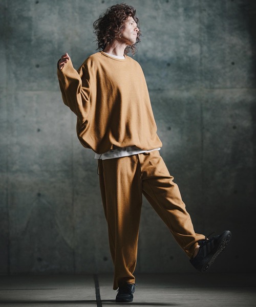 GLIMCLAP（グリムクラップ）の「mlt5756-Knit-Like Oversized Jersey Top ニットソーロンT(211-008-gla-cg)（Tシャツ/カットソー・メンズ・キャメル/ミックスグレー/ブラック/パープル・M/S/L）」の14枚目の写真