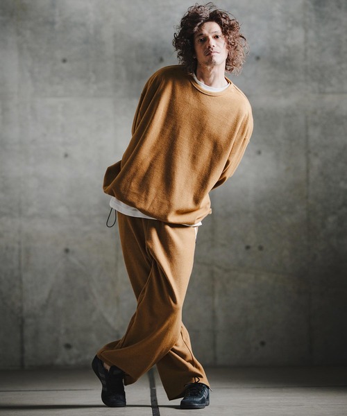 GLIMCLAP（グリムクラップ）の「mlt5756-Knit-Like Oversized Jersey Top ニットソーロンT(211-008-gla-cg)（Tシャツ/カットソー・メンズ・キャメル/ミックスグレー/ブラック/パープル・M/S/L）」の16枚目の写真