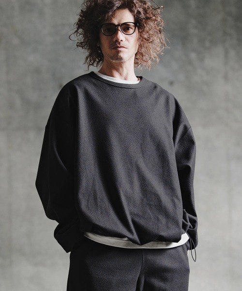 GLIMCLAP（グリムクラップ）の「mlt5756-Knit-Like Oversized Jersey Top ニットソーロンT(211-008-gla-cg)（Tシャツ/カットソー・メンズ・キャメル/ミックスグレー/ブラック/パープル・M/S/L）」の17枚目の写真