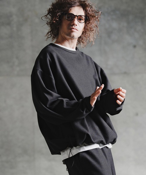 GLIMCLAP（グリムクラップ）の「mlt5756-Knit-Like Oversized Jersey Top ニットソーロンT(211-008-gla-cg)（Tシャツ/カットソー・メンズ・キャメル/ミックスグレー/ブラック/パープル・M/S/L）」の18枚目の写真