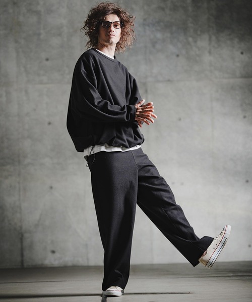 GLIMCLAP（グリムクラップ）の「mlt5756-Knit-Like Oversized Jersey Top ニットソーロンT(211-008-gla-cg)（Tシャツ/カットソー・メンズ・キャメル/ミックスグレー/ブラック/パープル・M/S/L）」の21枚目の写真