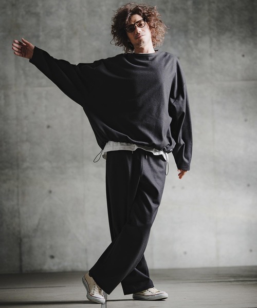 GLIMCLAP（グリムクラップ）の「mlt5756-Knit-Like Oversized Jersey Top ニットソーロンT(211-008-gla-cg)（Tシャツ/カットソー・メンズ・キャメル/ミックスグレー/ブラック/パープル・M/S/L）」の22枚目の写真