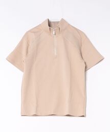 【mens】ハーフジップ ハイネック 半袖Tシャツ