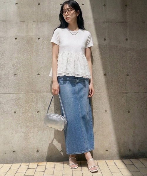 SUGAR BISKET(シュガービスケット)の「花柄ジャガード ペプラムカットソー(Tシャツ/カットソー・レディース・ホワイト/ブラック・フリー)」の16枚目の写真