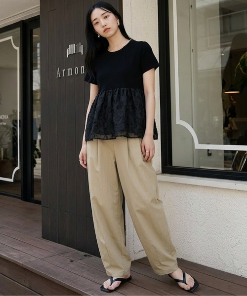 SUGAR BISKET(シュガービスケット)の「花柄ジャガード ペプラムカットソー(Tシャツ/カットソー・レディース・ホワイト/ブラック・フリー)」の17枚目の写真