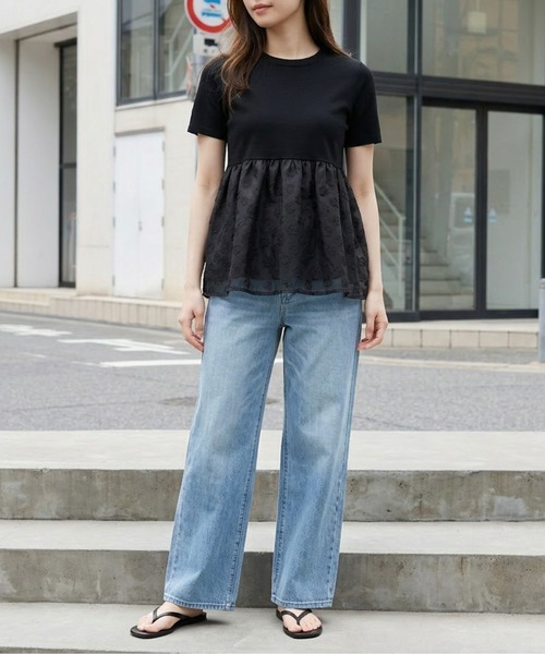 SUGAR BISKET(シュガービスケット)の「花柄ジャガード ペプラムカットソー(Tシャツ/カットソー・レディース・ホワイト/ブラック・フリー)」の18枚目の写真