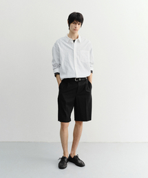 PLEATED BERMUDA SHORTS_UDPA6B322_BLACK