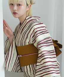 浴衣3点セット 綿麻 先染めベージュ 涼しげ上品糸菊（浴衣）｜utatane