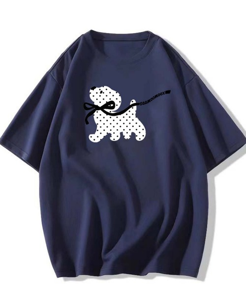HALEY PESCA(ヘーリーペスカ)の「HALEY PESCA/ドットアニマルプリント 半袖Tシャツ(Tシャツ/カットソー・レディース・グレー/ブルー/ネイビー/ブラック/ライトグレー・SMALL/MEDIUM)」の5枚目の写真