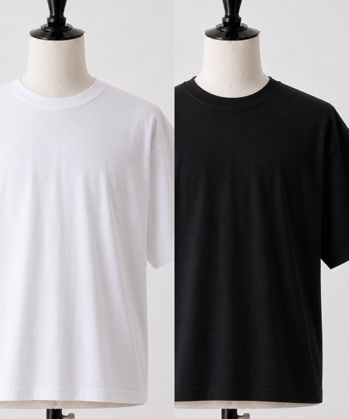 OXA(オグザ)の「【2パック】ショート無地半袖Tシャツ 80013(Tシャツ/カットソー・メンズ・ホワイト×ブラック/ブラック/ホワイト・LARGE/MEDIUM/SMALL/X-LARGE)」の2枚目の写真