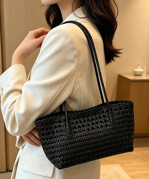 LA VORAGINE(ラ ヴォラジネ)の「カラー メルカドバッグ / かごバッグ 2点セットポーチ付き(かごバッグ・レディース・BROWN/Yellow/White/グリーン/Red/Black・FREE)」の8枚目の写真