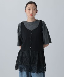 LEPSIM | 変形テレコレースドッキングノースリーブ　1057217(Tシャツ/カットソー)