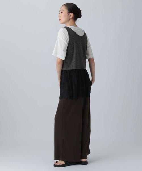 LEPSIM(レプシィム)の「変形テレコレースドッキングノースリーブ 1057217(Tシャツ/カットソー・レディース・グレー/ブラック/チャコールグレー・FREE)」の15枚目の写真