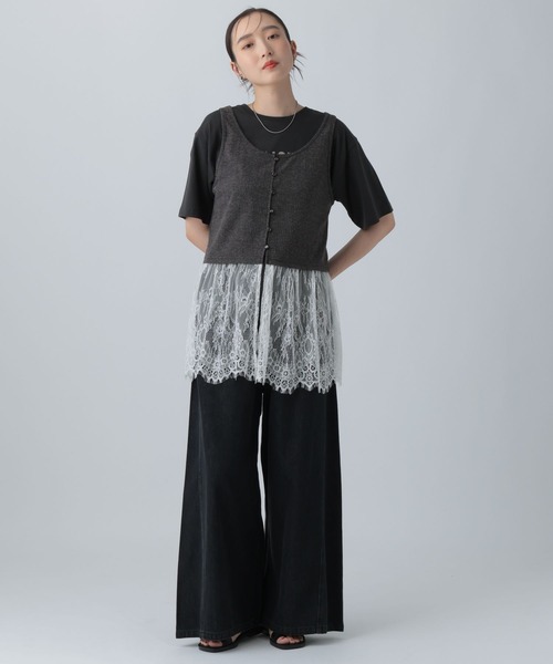 LEPSIM(レプシィム)の「変形テレコレースドッキングノースリーブ 1057217(Tシャツ/カットソー・レディース・グレー/ブラック/チャコールグレー・FREE)」の19枚目の写真