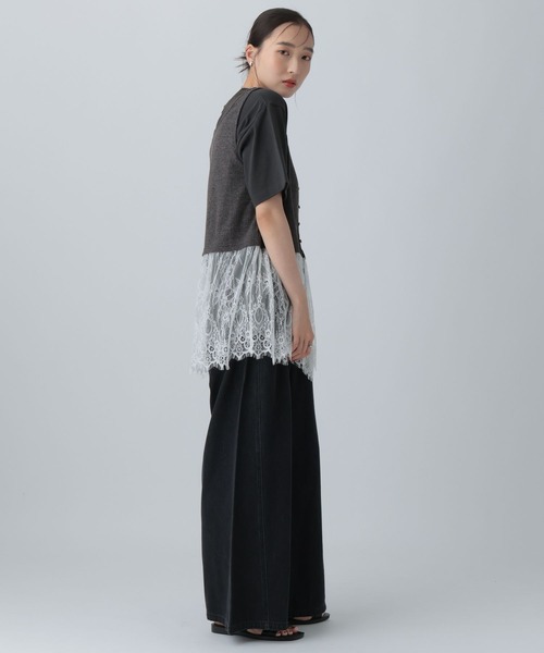 LEPSIM(レプシィム)の「変形テレコレースドッキングノースリーブ 1057217(Tシャツ/カットソー・レディース・グレー/ブラック/チャコールグレー・FREE)」の21枚目の写真