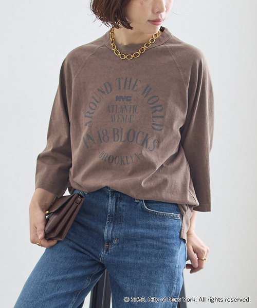 journal standard L'essage(ジャーナルスタンダードレサージュ)の「ラグランピグメントTシャツ(NYC)(Tシャツ/カットソー・レディース・ブラウン/ホワイト・FREE)」の2枚目の写真