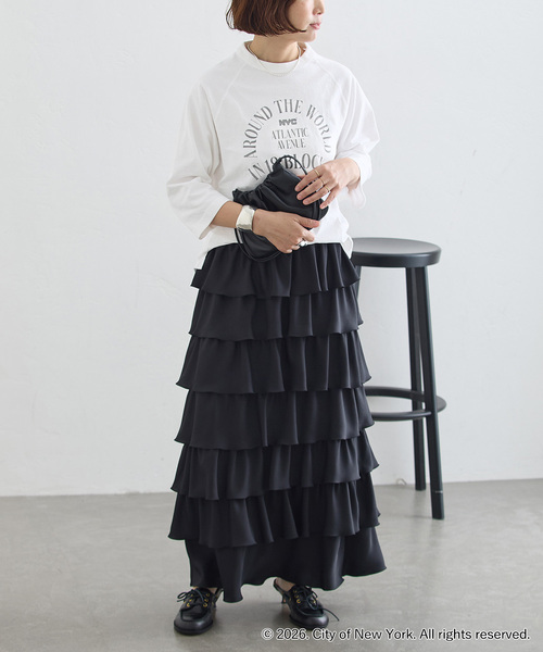 journal standard L'essage(ジャーナルスタンダードレサージュ)の「ラグランピグメントTシャツ(NYC)(Tシャツ/カットソー・レディース・ブラウン/ホワイト・FREE)」の7枚目の写真