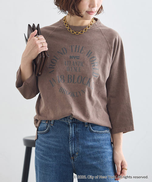journal standard L'essage(ジャーナルスタンダードレサージュ)の「ラグランピグメントTシャツ(NYC)(Tシャツ/カットソー・レディース・ブラウン/ホワイト・FREE)」の10枚目の写真