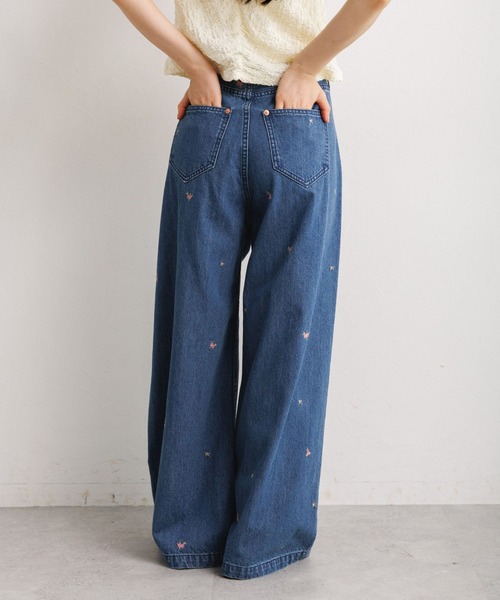 RAGEBLUE(レイジブルー)の「フラワー刺繍ワイドデニム/セットアップ対応(デニムパンツ・レディース・グレー/ブルー・FREE)」の14枚目の写真