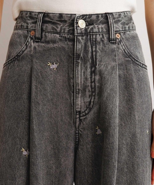 RAGEBLUE(レイジブルー)の「フラワー刺繍ワイドデニム/セットアップ対応(デニムパンツ・レディース・グレー/ブルー・FREE)」の20枚目の写真