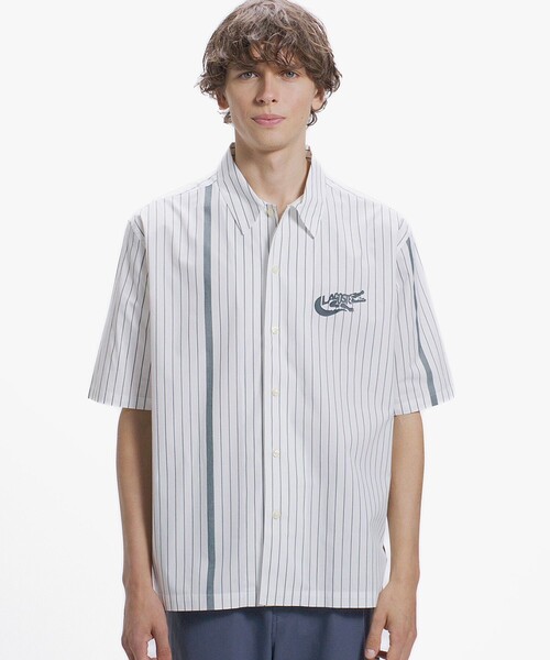 LACOSTE（ラコステ）の「パネルストライプ オープンシャツ（シャツ/ブラウス・メンズ・ダークグリーン/オフホワイト/ブラック・39/38/40/41）」の2枚目の写真