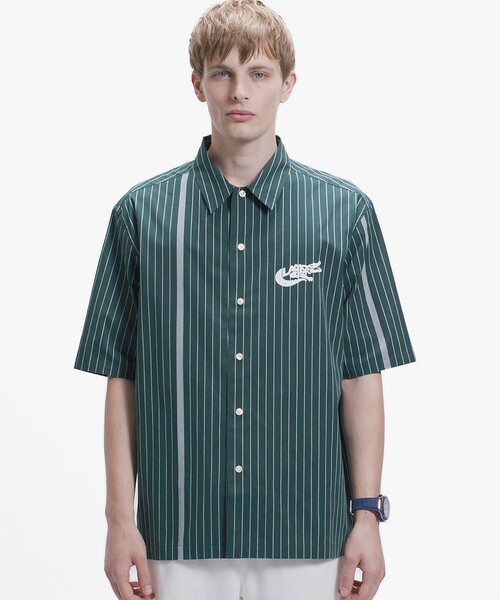LACOSTE（ラコステ）の「パネルストライプ オープンシャツ（シャツ/ブラウス・メンズ・ダークグリーン/オフホワイト/ブラック・39/38/40/41）」の3枚目の写真