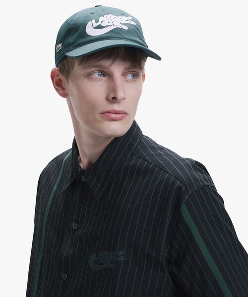 LACOSTE（ラコステ）の「パネルストライプ オープンシャツ（シャツ/ブラウス・メンズ・ダークグリーン/オフホワイト/ブラック・39/38/40/41）」の6枚目の写真