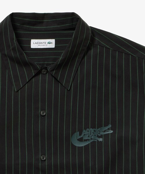 LACOSTE（ラコステ）の「パネルストライプ オープンシャツ（シャツ/ブラウス・メンズ・ダークグリーン/オフホワイト/ブラック・39/38/40/41）」の11枚目の写真