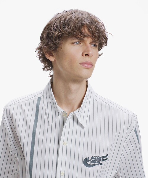 LACOSTE（ラコステ）の「パネルストライプ オープンシャツ（シャツ/ブラウス・メンズ・ダークグリーン/オフホワイト/ブラック・39/38/40/41）」の18枚目の写真