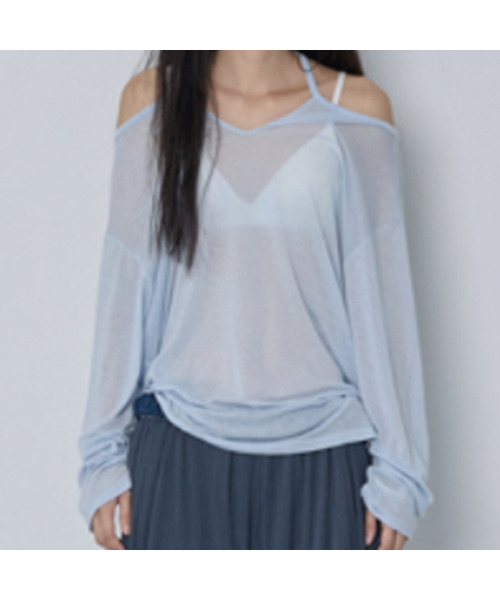 HOKUSPOKUS(ホクスポクス)の「エッセンシャルロウタイロングスリーブ(6カラー)(Tシャツ/カットソー・レディース・スカイブルー/ブラック/グレー/アイボリー/ミント/ライトピンク・FREE)」の5枚目の写真