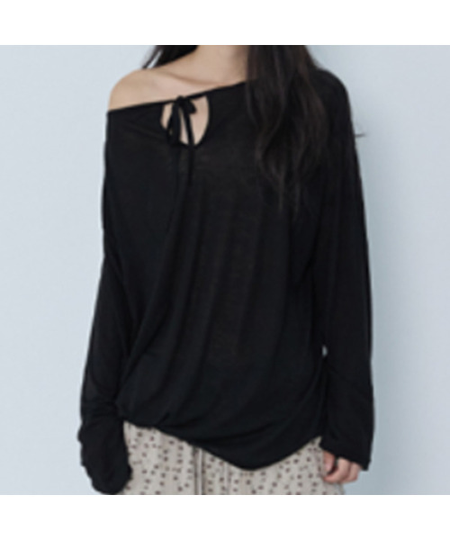 HOKUSPOKUS(ホクスポクス)の「エッセンシャルロウタイロングスリーブ(6カラー)(Tシャツ/カットソー・レディース・スカイブルー/ブラック/グレー/アイボリー/ミント/ライトピンク・FREE)」の2枚目の写真