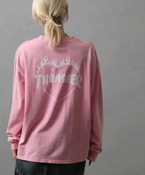THRASHER(スラッシャー)の「【THRASHER/スラッシャー】スノーウォッシュ加工 カスレプリント ロングスリーブTシャツ(Tシャツ/カットソー・メンズ・グレー/ピンク/ブラック・L/XL/M)」の3枚目の写真