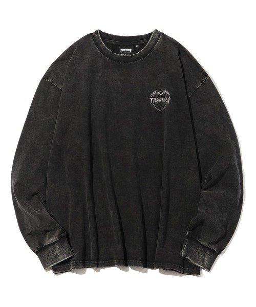 THRASHER（スラッシャー）の「【THRASHER/スラッシャー】スノーウォッシュ加工 カスレプリント　ロングスリーブTシャツ（Tシャツ/カットソー・メンズ・グレー/ピンク/ブラック・L/XL/M）」の9枚目の写真