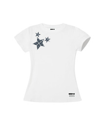 stst セミクロップ半袖Tシャツ [ホワイト]
