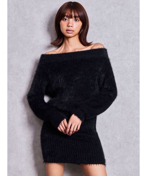 GYDA(ジェイダ)の「オフショルデザインシャギーニットワンピース(ワンピース・レディース・オフホワイト/ベージュ/チャコールグレー/ブラック・FREE)」の13枚目の写真