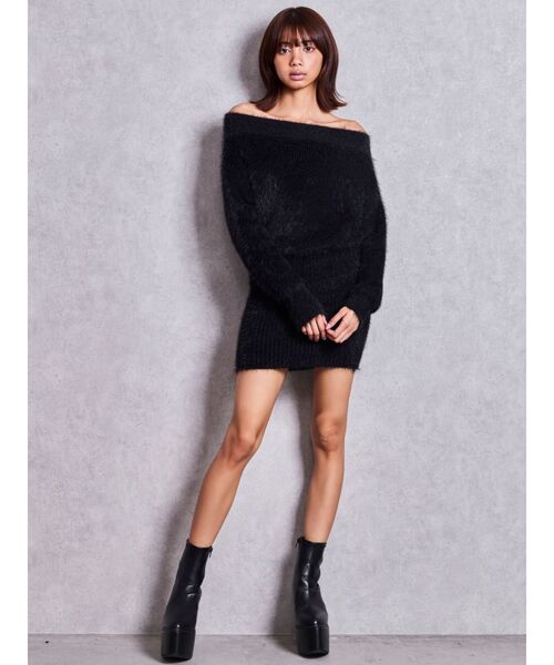 GYDA(ジェイダ)の「オフショルデザインシャギーニットワンピース(ワンピース・レディース・オフホワイト/ベージュ/チャコールグレー/ブラック・FREE)」の15枚目の写真