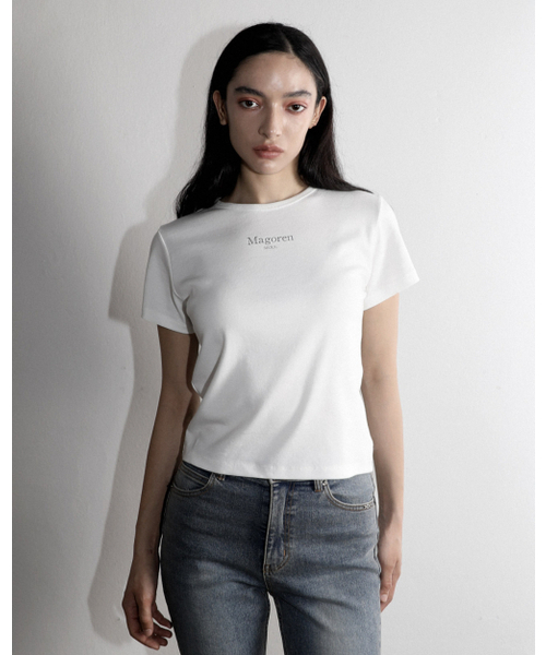 MAGORENSEOUL(マゴレンソウル)の「マゴレン ロゴセミクロップTシャツ ホワイト(Tシャツ/カットソー・レディース・その他・FREE)」の1枚目の写真