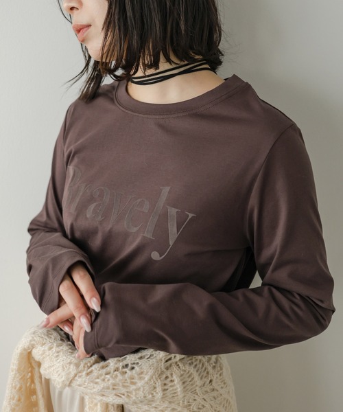 Bab(バブ)の「【一枚でもインナー使いにもおすすめ◎】デザインプリントアソートロンT(Tシャツ/カットソー・レディース・オフホワイト/チャコールグレー/ブラウン・FREE)」の3枚目の写真